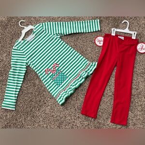 New With Tags, Funtasia Too “Candy Cane Top with Red Leggings” -Size 7